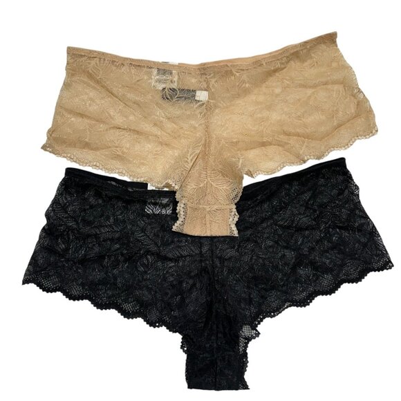INC Intl‎ Concept Plus Size 1X Lace Boyshort Panties (2)-Pairs Frappe/Black NWT - Picture 6 of 6